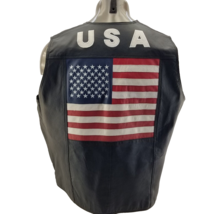 USA Bikers Dream Apparel Men&#39;s Leather Motorcycle Flag Vest   XXL - $50.98