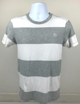 Aeropostale Men Striped Shirt Short Sleeve Grey and White T-Shirt - £7.95 GBP