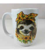 Cute Smiling Sloth Playing In Sunflowers 4.75&quot; Coffee Cup Mug - $14.84