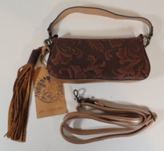 Catchfly Leather Crossbody Clutch Purse Embossed Western Rodeo Rose Gold... - $34.60