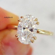 Oval Moissanite Engagement Ring 3.50 CT Oval Moissanite Wedding Ring 14K Yellow  - £88.67 GBP