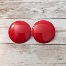 Vintage Clip On Earrings 1.75&quot; Extra Large Red Circle - Clip Repair Needed - £6.28 GBP