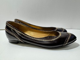 Sergio Rossi Brown Leather Flats Womens Made in Italy Size 8.5 US Gold A... - $45.50