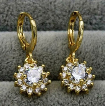 4Ct Round Cut Simulated Moissanite Drop/Dangle Earrings 14K Yellow Gold Plated - £39.42 GBP