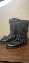 HARLEY-DAVIDSON Melia Boots Women Side Zip 8.5M Black Leather Motorcycle... - $84.15