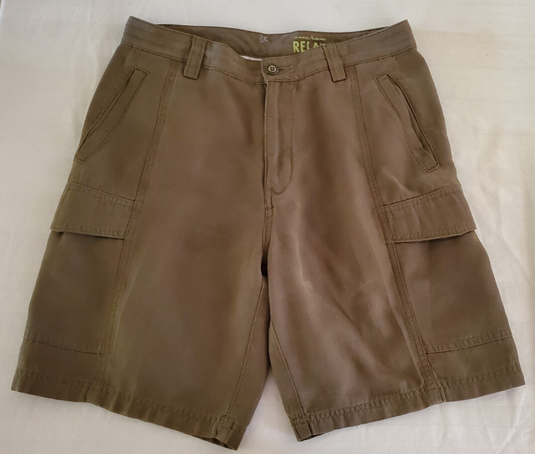 Tommy Bahama Relax Green Tencel &amp; Cotton Cargo Shorts Mens Size 30 - $14.84