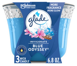 Glade 3-Wick Candle 1 CT,  Blue Odyssey, 6.8 OZ. Total, Air Freshener - £11.65 GBP