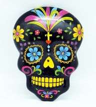 Colorful Black Day of the Dead Wall Plaque, Mask! - $15.79