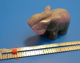 Vintage Chinese Carved Green Jade Miniature Elephant Lucky Trunk Up 2 1/4&quot;Tall - £40.17 GBP