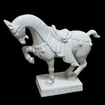 OMC Chinese War Horse Greek Key Base Ceramic Statue Mid Century Modern - £21.08 GBP