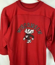 Vintage Champion Shirt Wisconsin Badgers Single Stitch Cotton Nylon USA 70s 80s - £54.92 GBP
