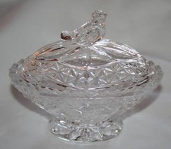 Hofbauer Brydes Clear Crystal Small Oval Covered Trinket Box Bowl #2066 - £22.03 GBP