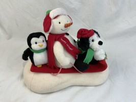Hallmark Jingle Pals Animated Musical Snowman Penguin Dog Sleigh Ride Fu... - £19.37 GBP
