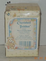 cherished teddies Hanging Ornament “Bear In Stocking” 1992 #950653 - $33.81
