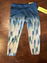 Girls All In Motion Mid Rise Capri Legging Size M 7/8 Teal Blue Abstract Yoga - £10.27 GBP