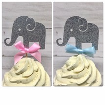 Elephant gender reveal, Gender Reveal Cupcake Toppers, Gender Reveal Par... - $8.42