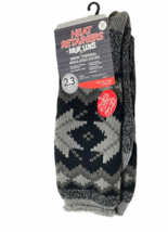 Muk Luks Heat Retainers Thermal Insulated Socks Men 10-13 Ebony Fair Black Gray - £11.87 GBP