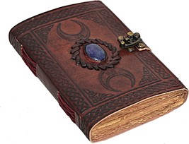 3 Moon Blue Lapiz Embossed Vintage Leather Journal 240 Pages of Antique ... - $29.52