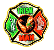 IRISH MAN Fire Department Maltese Cross Reflective Full Color 2&quot; x 2&quot;  D... - £3.07 GBP