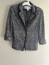 Tanner Women 2 Snap Button Blazer Jacket Size 8 Black &amp; White - £29.33 GBP