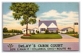 DeLay&#39;s Cabin Court Motel AAA Route 40 Columbus Ohio OH UNP Linen Postcard Q23 - £1.96 GBP