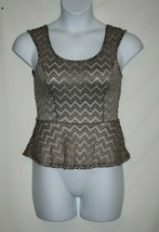 Charlotte Russe Juniors MEDIUM Beige Black Chevron Stripe Tank Top Peplu... - $8.75