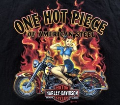 Harley Davidson One Hot Piece Mens Hanes Graphic T Shirt Black Crew Neck 3XL - $23.77