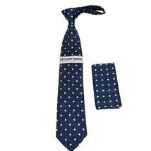 Men's Stacy Adams Tie and Hankie Set Woven Silky Satin #SAT130 Navy Polka Dot image 3