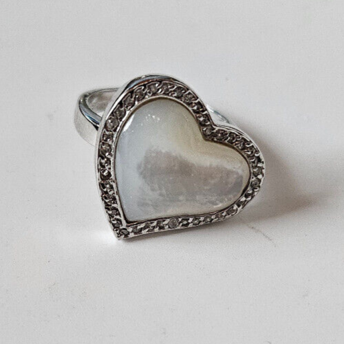 Vintage Stamped  925 MOP Heart Ring - Size 8 - $24.75