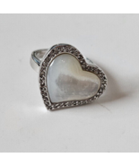 Vintage Stamped  925 MOP Heart Ring - Size 8 - $24.75