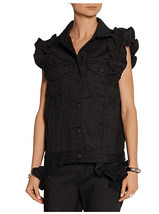 J BRAND Womens Vest Ruffled Slim Comfortable Black Size S/M SR308T142 - £76.71 GBP