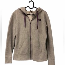 THE NORTH FACE Women&#39;s M Medium Full Zip Hooded Jacket Light Grey and Pu... - $34.50