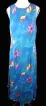Spenser Jeremy Dress Size 8 100% Silk Maxi Floral Blue Asymmetric Back Zip - £19.73 GBP