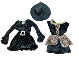 pre-own Girls 2 Halloween Costumes Sz Xs 4-5years Witch Dress Hat Party Dress Up - £11.79 GBP