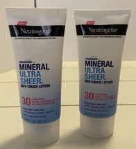 2 Neutrogena Pure Screen + Mineral Ultra Sheer Dry Touch Lotion SPF 30 3 oz Each - £9.31 GBP
