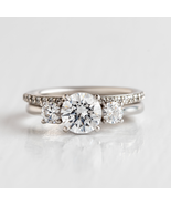 Round Diamond 3Stone Solitaire Engagement Ring 925 Silver Solitaire Wedd... - $301.25 CAD