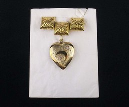 1950s 12k Gold Locket Brooch Pin &amp; Heart Pendant - £44.11 GBP