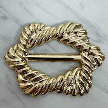 Vintage Metallic Gold Scarf Slide Shirt Tie Bar Belt Buckle - £5.41 GBP