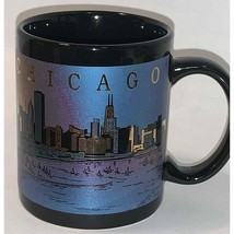 Chicago Skyline Coffee Cup Mug Night From Lake Michigan Black Blue Gold ... - $14.14