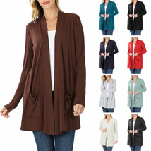 Womens Long Sleeve Draped Slouchy Mid Length Cardigan - £17.54 GBP