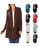 Womens Long Sleeve Draped Slouchy Mid Length Cardigan - $30.12 CAD
