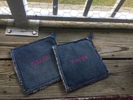 Recycled Upcycled Denim Jeans Pot Holders Hot Pads - $9.90