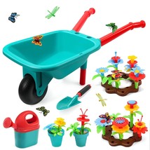 Kids Gardening Tool Set, Garden Toys With Wheelbarrow, Watering Can, Shovel, Flo - £71.16 GBP