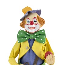 Apex Circus Clown 10&quot; Figure Walking Cane HandPainted Face Ball Fabric Vintage - £20.99 GBP