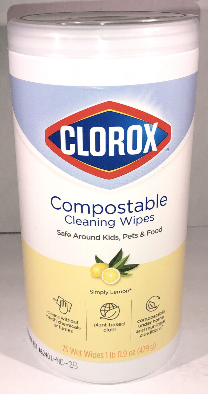 Clorox 75 Ct Compostable Cleaning Wipes Simply Lemon-NEW-SHIPS SAME BUSI... - $9.78