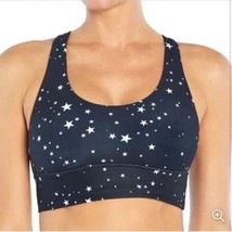 Wildfox Sweat Scattered Stars Strappy Back Sports Bra Large Black Criss ... - £13.86 GBP