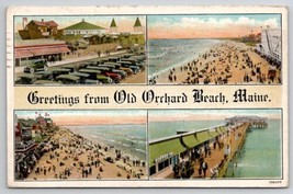 Old Orchard Beach ME Maine Greeting Multi View Beach Boardwalk Cars Postcard A39 - £5.49 GBP