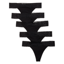 Old Navy Supima Cotton Blend Thong Sz 4X (28-30) Lace-Trim Underwear 5 P... - $24.97