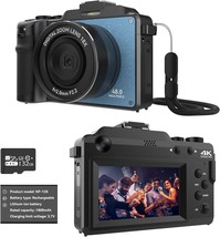 48Mp Digital Camera For Photography,4K Camera With Front And Rear, Ultramarine - $73.99