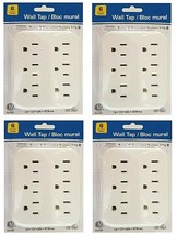 4x Electrical Extension Grounded 6 Outlet Plug Wall Taps Indoor Use White SEALED - £17.25 GBP
